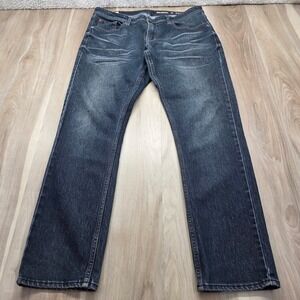 MBX Slim Stretch Jeans Mens 36x32 Dark Wash Denim Whiskered Premium Apparel Blue